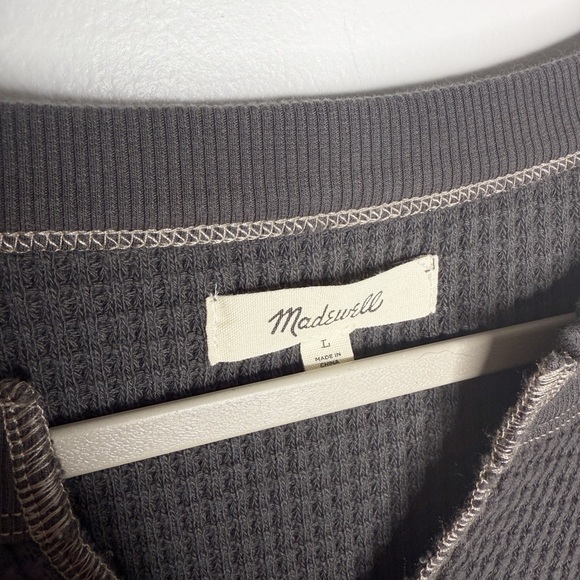 MADEWELL Waffle Split-Neck Crop Tee in Coal Size Large - Picture 4 of 8